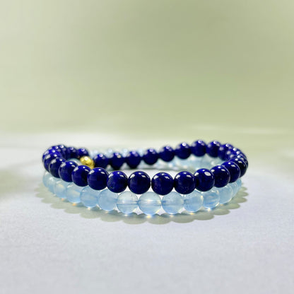Lapis Lazuli and Aquamarine crystal bracelet for organizing thoughts and answering clearly under pressure