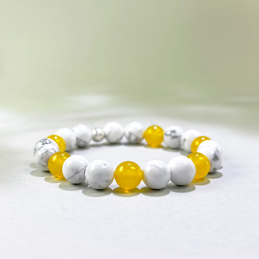 Howlite and Yellow Agate crystal bracelet for impatience, delays, and frustration with slow progress