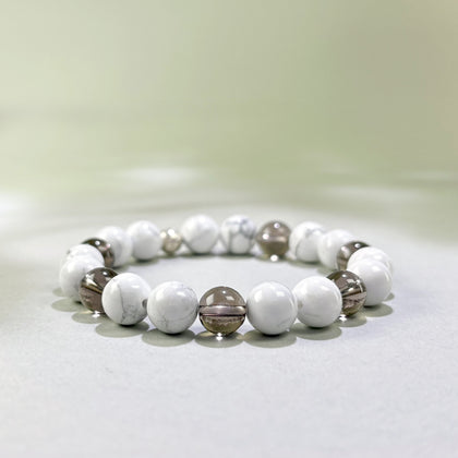 Howlite and Smoky Quartz crystal bracelet for short temper, irritability, and tension under pressure