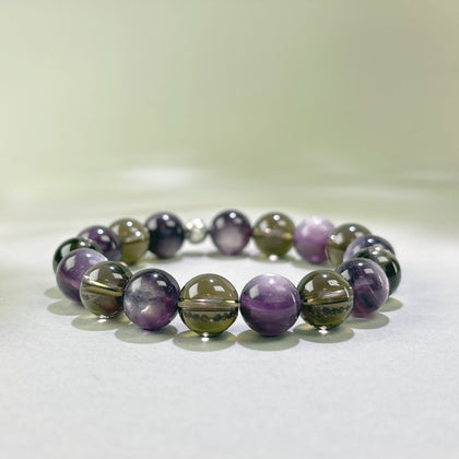 Lepidolite and Smoky Quartz crystal bracelet for accumulated stress, emotional tension, and difficulty relaxing