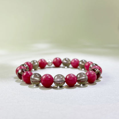 Rhodonite and Smoky Quartz crystal bracelet for lingering hurt, resentment, and difficulty forgiving