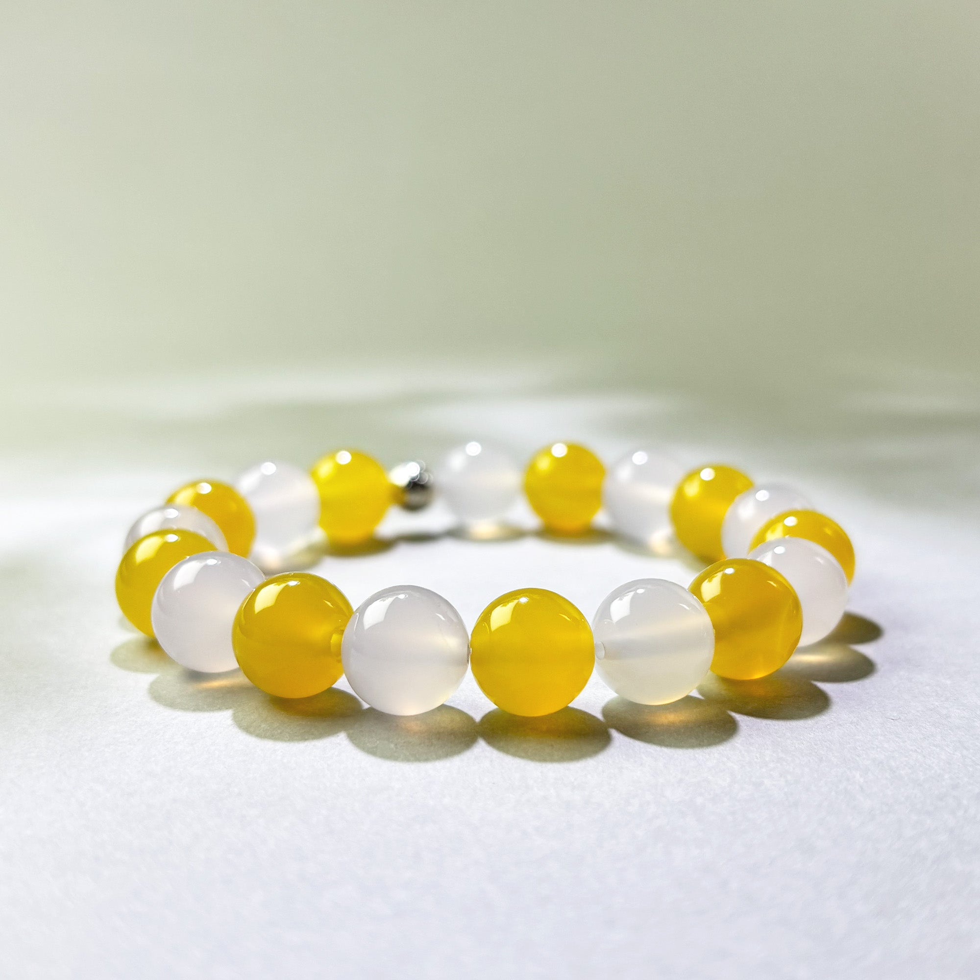 Yellow Agate and White Agate crystal bracelet for overthinking at night and a racing mind