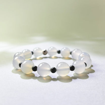 White Agate and Pyrite crystal bracelet for overreacting and staying calm