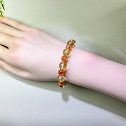 Citrine and Golden Sunstone bracelet worn on wrist for steadier progress without relying on pressure