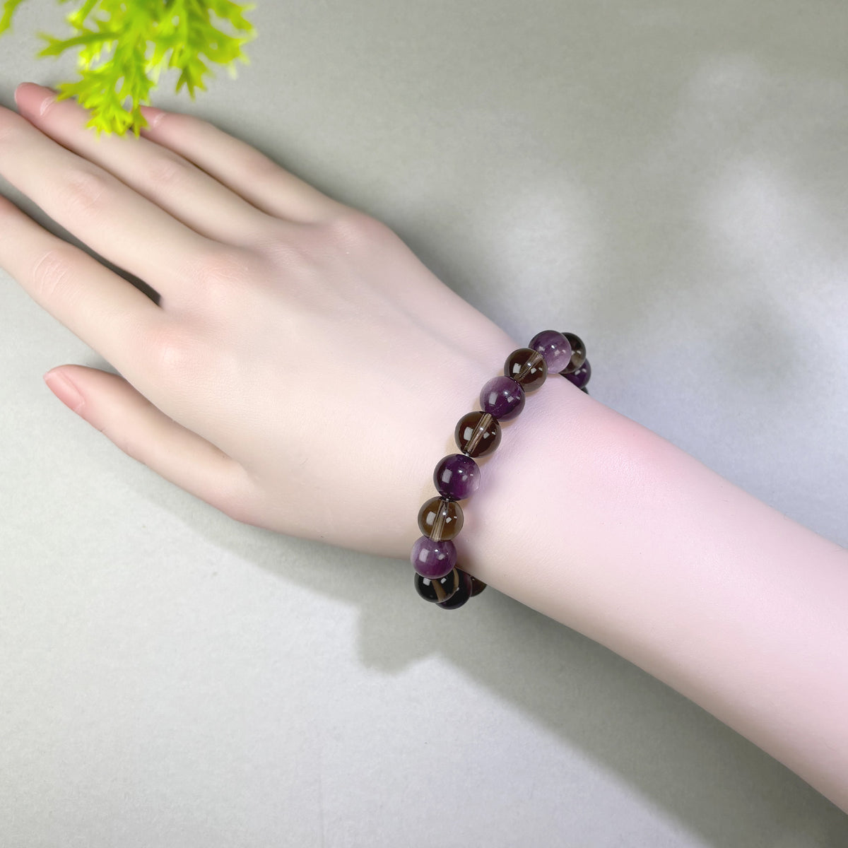 Lepidolite and Smoky Quartz crystal bracelet for accumulated stress, emotional tension, and difficulty relaxing