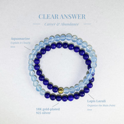 Clear Answer bracelet with Lapis Lazuli and Aquamarine for complex questions and speaking under pressure