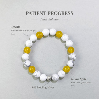 Patient Progress bracelet with Howlite and Yellow Agate for rushing results and difficulty waiting